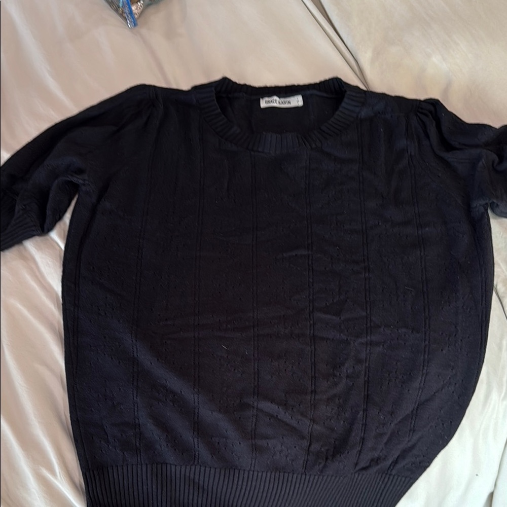 Black Knit Sweater with eyelets